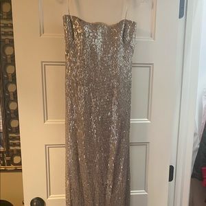 Halston 6 silver sequin long dress originally $999 never worn